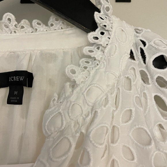 J. Crew White Eyelet Tiered Long sleeve Dress- Size Medium - Picture 7 of 10